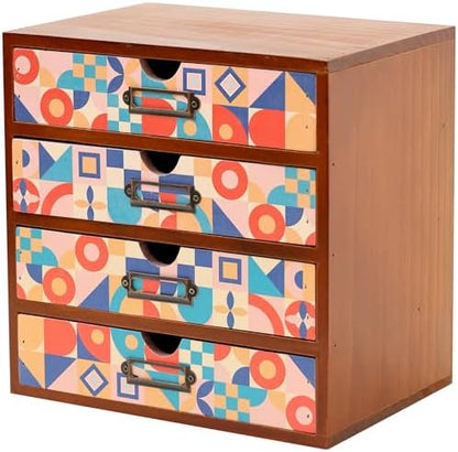 Add Color To Your Desk - MCM Geometric Wooden Desk Organizer - Desktop