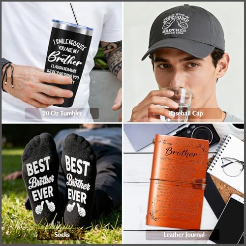10 PCS Brother Gifts from Sister with 20 Oz Tumbler Journal Cap