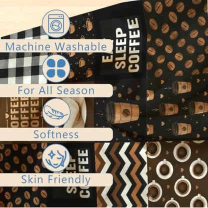Coffee Blanket Cafe Gifts for Drinks Lover Throw Blanket Coffee Cup