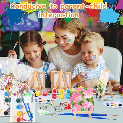 HyDren 24 Sets Kids Art Paint Party Favors 4x4 Canvas Easel Acrylic