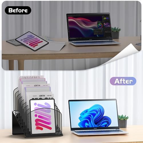 Sinboun Inclined Desk File Organizer Folder Holder with 8-Section