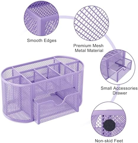 EasyPAG Mesh Pen Holder Desk Organizer with Drawer Stationery Supplies