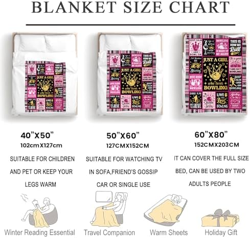 Bowling Blanket Throw Gifts for Women Men Sport Stuff Blankets Bedding