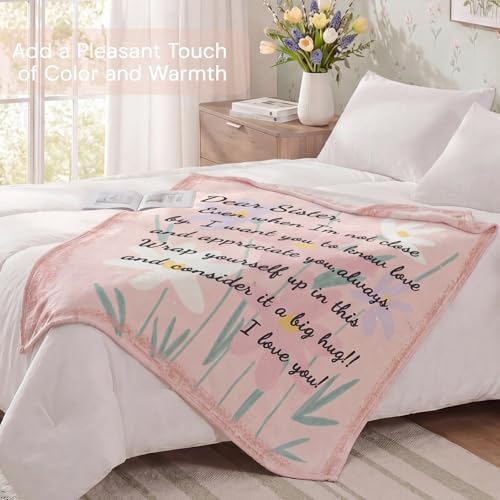 Geniospin Throw Blanket Gifts for Sister, Dear Sister Blanket for