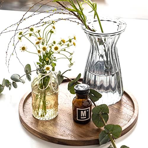 11.5 Inches Candle Holder Tray Home Decor, Round Wood Tray for Coffee