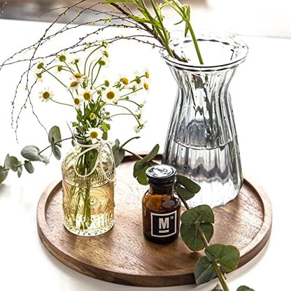 11.5 Inches Candle Holder Tray Home Decor, Round Wood Tray for Coffee