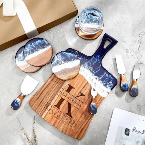 Housewarming Gifts for New Home, Customized Resin Wood Cutting Board