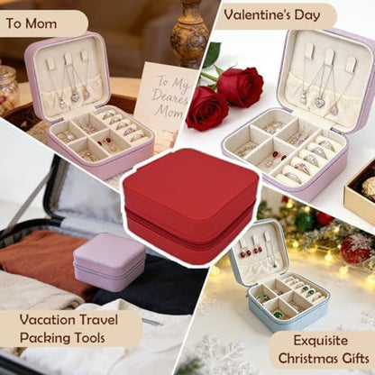 24 Pcs Travel Jewelry Box,Portable Leather Jewelry Case Organizer,12