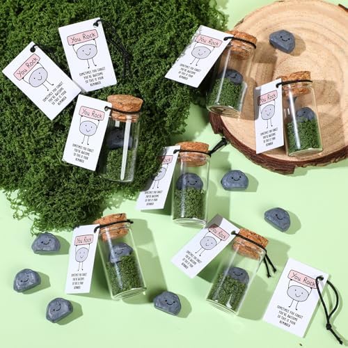 Seenelling 10 Sets You Rock Gifts Smile Resin Stone with Card for