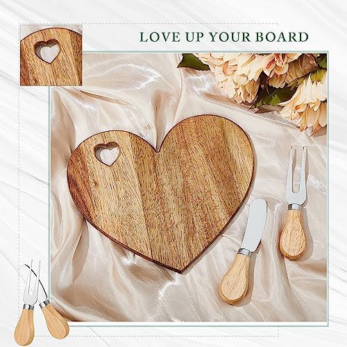 Patelai 18 Set Bridal Shower Game Prize Heart Cheese Board, Acacia
