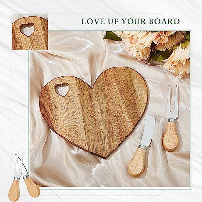 Patelai 18 Set Bridal Shower Game Prize Heart Cheese Board, Acacia