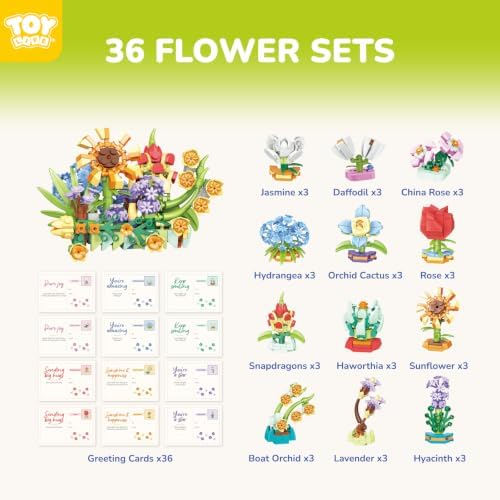 TOY Life 36 Pack Party Favors for Kids, Tiny Plants Mini Flowers