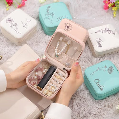 Corissy Personalized Jewelry Box for Women, Custom Travel Jewelry Case