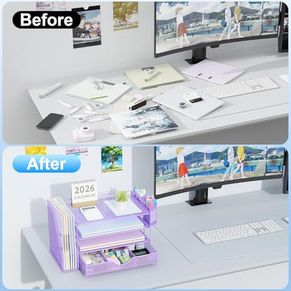gianotter Desk Organizers and Accessories with File Holder, 4-Tier