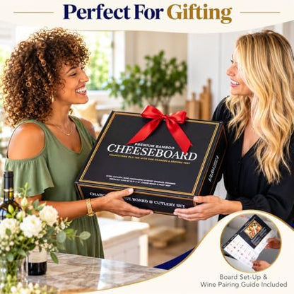 Charcuterie Boards Set – Large Bamboo Cheese Board & Platter with