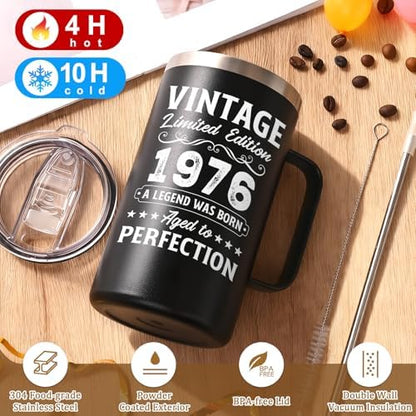 Lifecapido 50th Birthday Gifts, Vintage 1976 Aged To Perfection 20oz