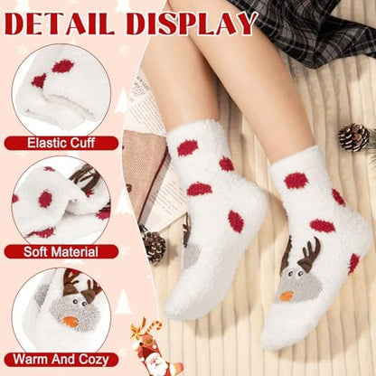 Loritta Fuzzy Socks for Women, Soft Cozy Fluffy Christmas Socks