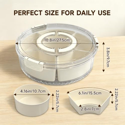 Divided Serving Tray, Snackle Box Container with Lid & Handle