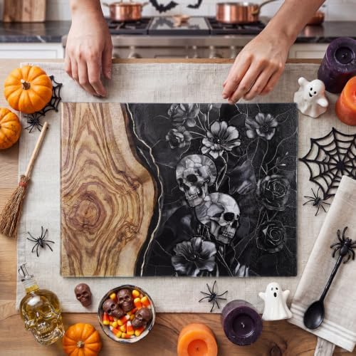 Halloween Skull Glass Cutting Board Halloween Charcuterie Board