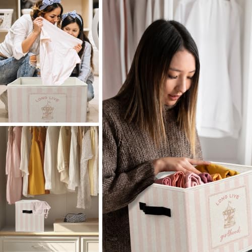 Trendy Pink Nursery Decor Storage Box Organizer Bins for Girls