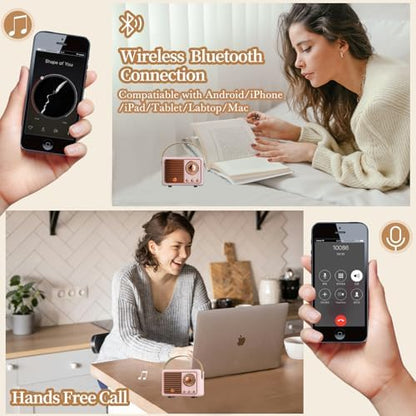 Retro Bluetooth Speaker, Wireless Mini Portable Speakers Vintage Radio
