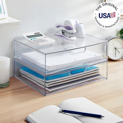 STORi STAX Plastic Stackable Organizer Drawers (Set of 2) Clear