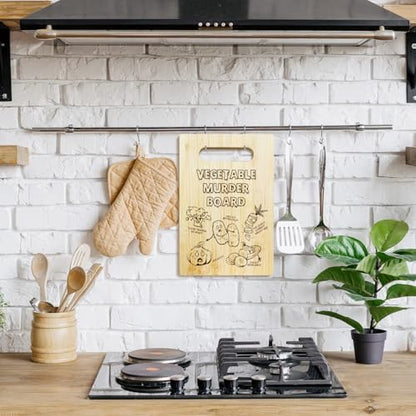 Vegetable Murder Bamboo Cutting Board for Kitchen, Funny Charcuterie