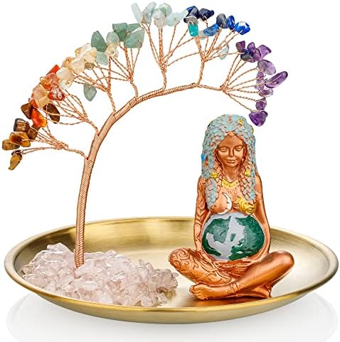 ZenBless 7 Chakra Healing Crystal Tree Ceramic Mother Earth Decor