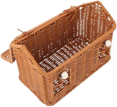 House Shaped Decorative Gift Basket with Lid and Handle Brown Plastic