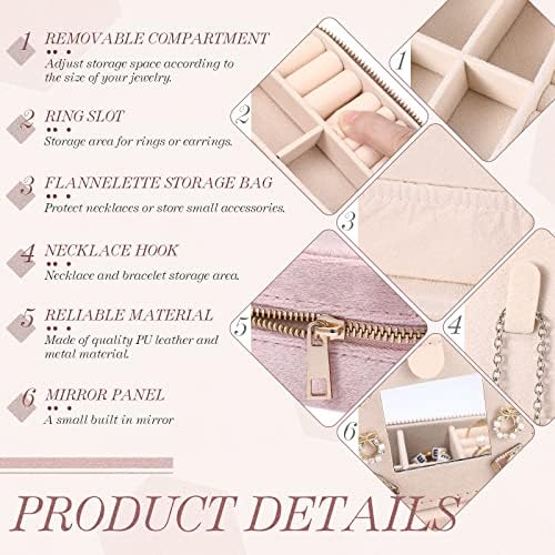 Yinkin 6 Pcs Travel Jewelry Case Portable Bridesmaid Gift Box Velvet