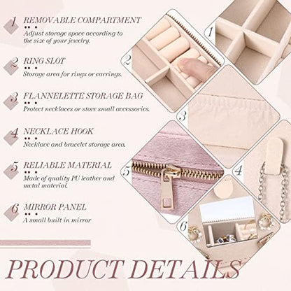 Yinkin 6 Pcs Travel Jewelry Case Portable Bridesmaid Gift Box Velvet