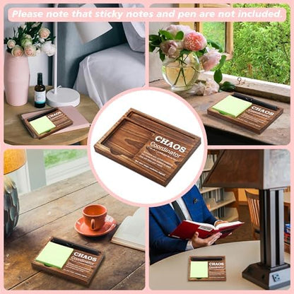 Chaos Coordinator Sticky Note Holder Wooden Notepad & Pen Holder