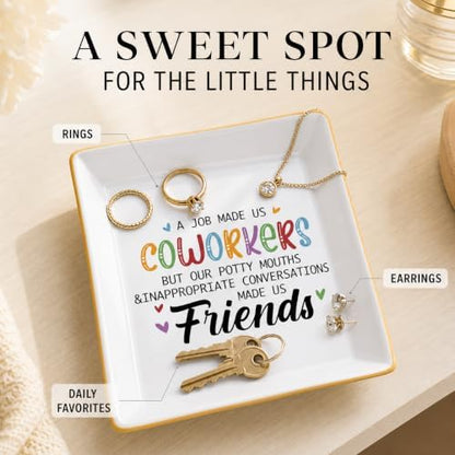 Going Away Gift for Female Coworker, Funny Jewelry Dish, 4 Inch