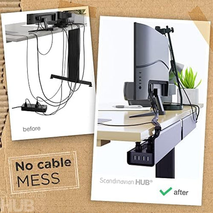 Scanfield Under Desk Cable Management Tray, No-Screw, 17-Inch, 2-Pack