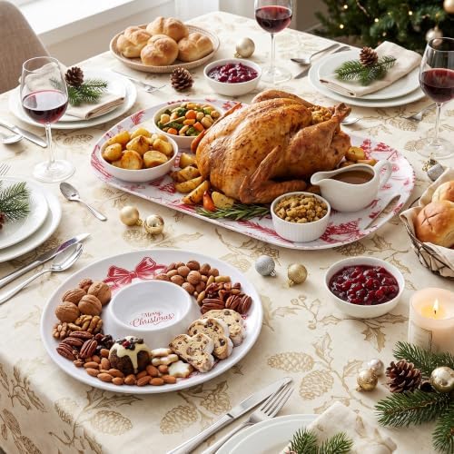 ONEderful 2-Piece Christmas Serving Tray Set with 18 Inch Large Tray
