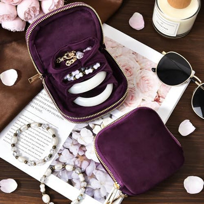 shunmei Portable Travel Jewelry Case with Smooth Double Metal