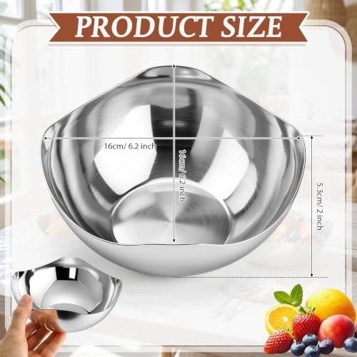 4 Pcs Silver Candy Bowls Stainless Steel, 6.3 Inch Mirror Polished