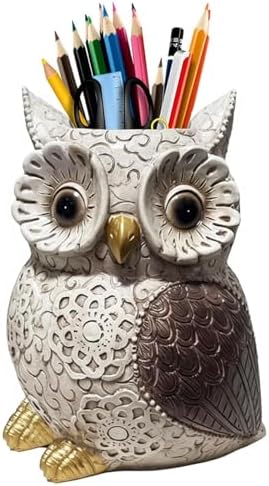 MUAMAX Owl Pen Holder, Owl Pencil Holder for Desk, Makeup Brush Holder