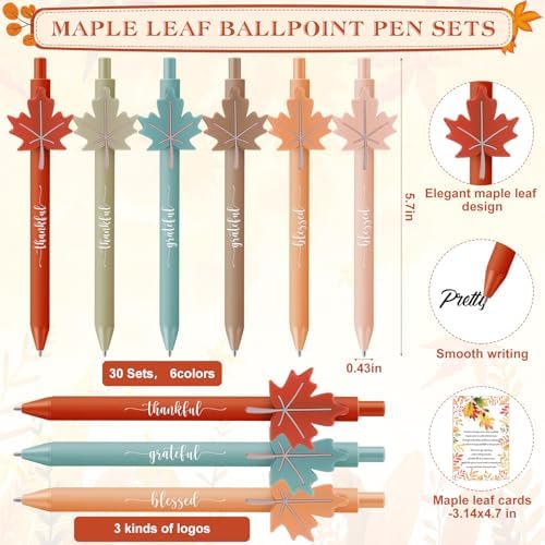 Gueevin 30 Sets Fall Ballpoint Pen Gift Bulk Thanksgiving Party, Fall