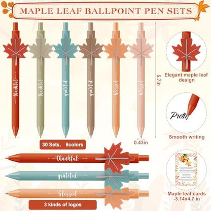 Gueevin 30 Sets Fall Ballpoint Pen Gift Bulk Thanksgiving Party, Fall