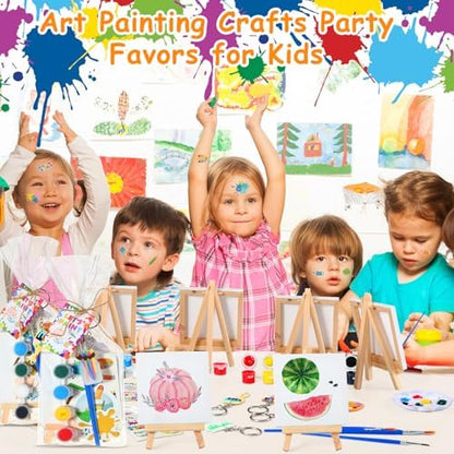 HyDren 24 Sets Kids Art Paint Party Favors 4x4 Canvas Easel Acrylic