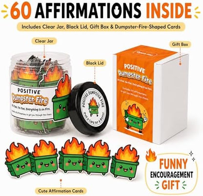 Emotional Supports Dumpster Fire Jar, 60 Positive Affirmation Cards