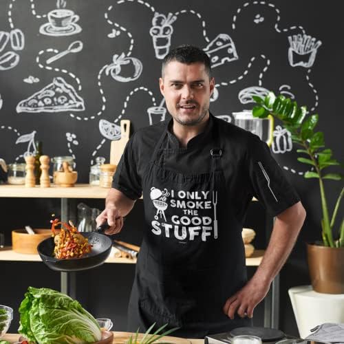 VAGAVY 100% Cotton, Black Funny Aprons for Men, Dad, Husband