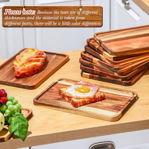 Roshtia 12 Pcs Acacia Wood Serving Tray Dinner Plates,8'' X 12'' X