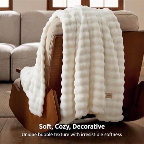 Bedsure Cloud Bubble Blanket, Soft Cozy Throw, Off White, 50"×60"