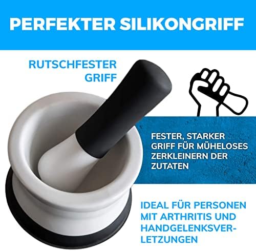 Porcelain Mortar and Pestle Set with Silicone Base by Cooler Kitchen