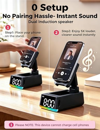 Bluetooth Speaker Birthday Gift for Men:Induction Cell Phone Stand