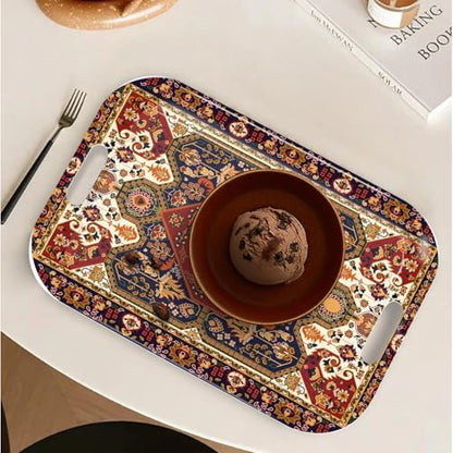 Serving Trays with Handles, 14.5 x 9.8 inch Rectangular Plastic Tray