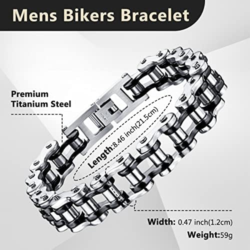 Feraco Mens Bikers Bracelet Stainless Steel Motorcycle Bike Chain