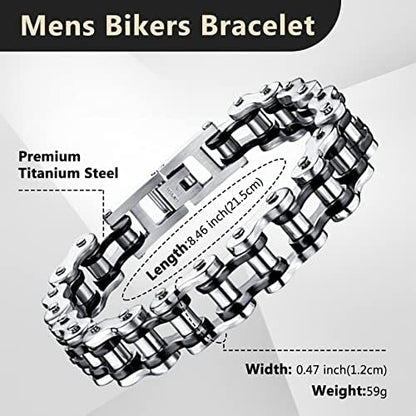 Feraco Mens Bikers Bracelet Stainless Steel Motorcycle Bike Chain